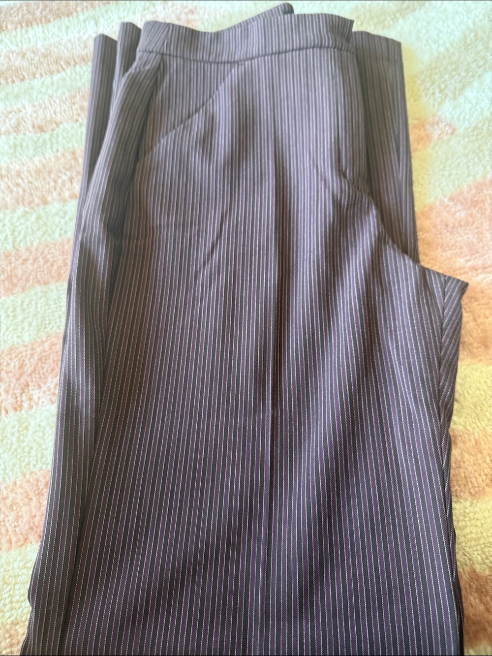 Express Women’s Pinstripe Boot Cut Pants in Purple with Light Pinstripes